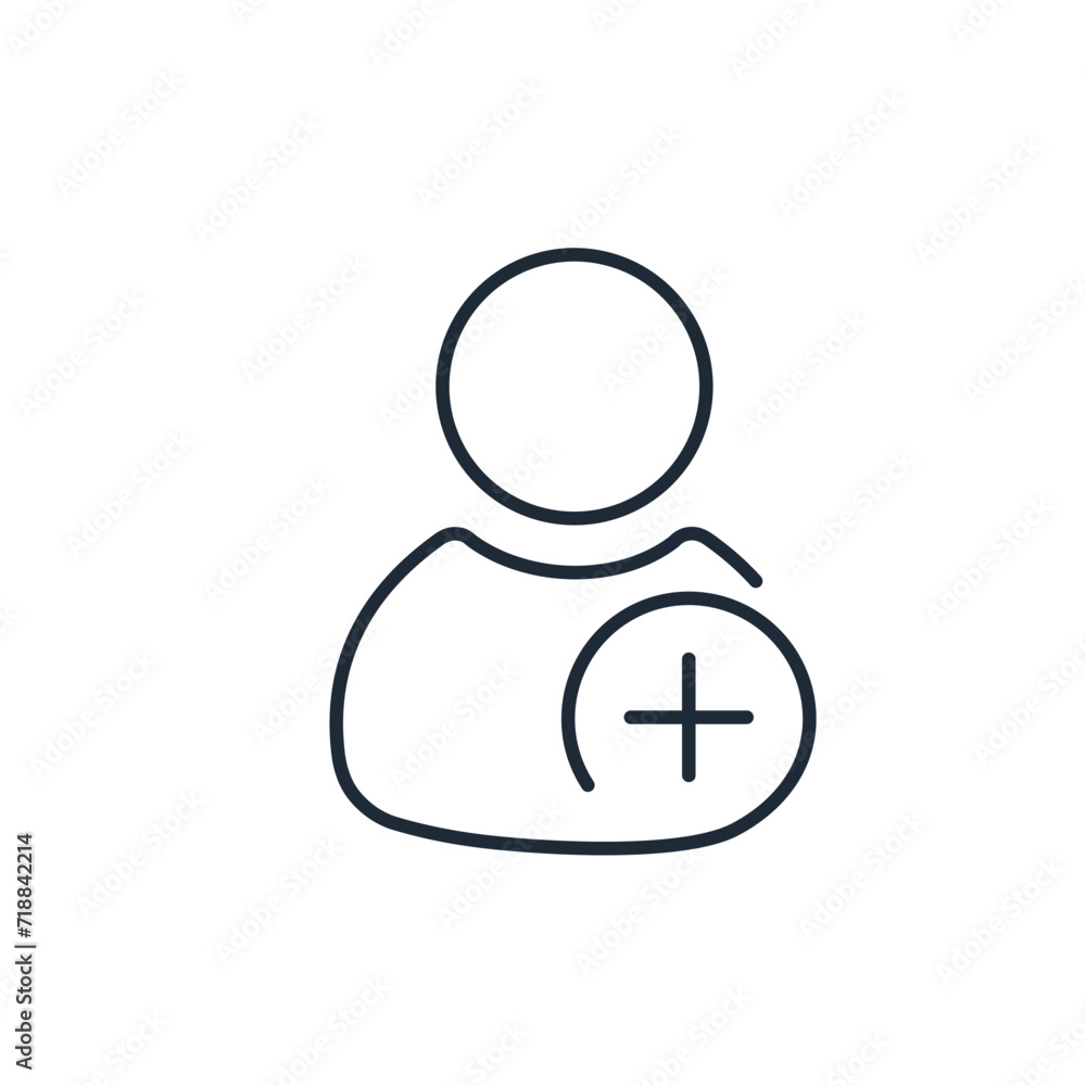 Poster avatar of a person with a plus sign. add a new friend, user. applications and communication, social 