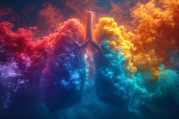 Colorful Lungs in a Rainbow of Smoke Generative AI