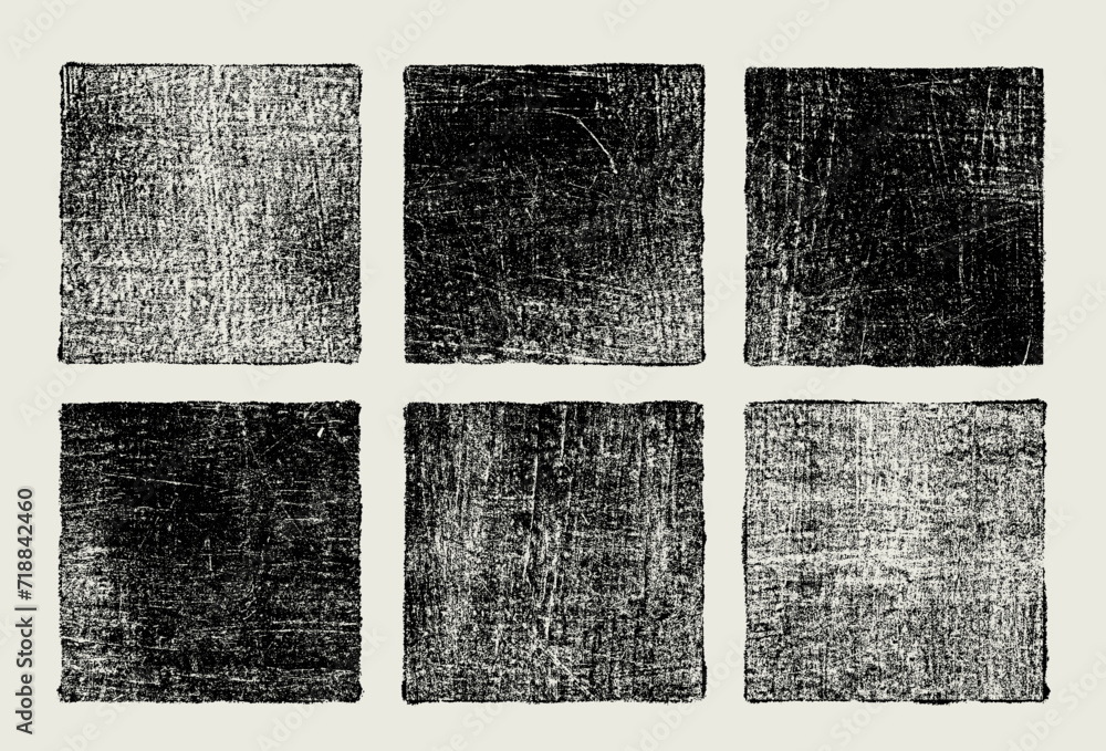 Poster grunge square template backgrounds set. black painted squares or rectangular shapes. high quality di