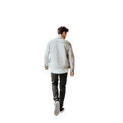 Fototapeta premium casual modern man walking, back view on a transparent background