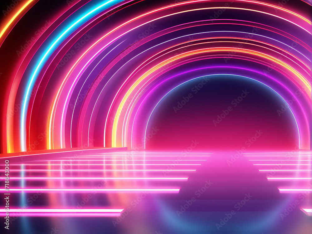 Wall mural vibrant energy in futuristic motion: abstract rainbow background with bright lines and colorful wave