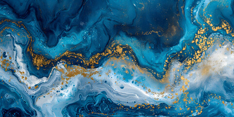 Marbling artwork texture. Gold and blue powder