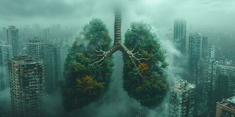 Lung Tree - A creative title that combines the concept of lungs with the trend of tree-themed decorations. This title is catchy and optimizes visibility on Adobe Stock. Generative AI - obrazy, fototapety, plakaty