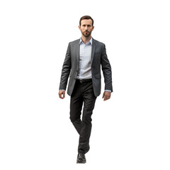 Fototapeta premium business man walking, front view isolates on transparent background