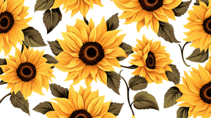 sunflowers flowers seamless pattern design background