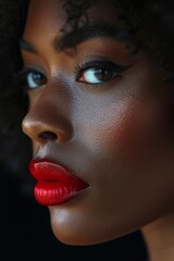 Afro-American woman with red lips