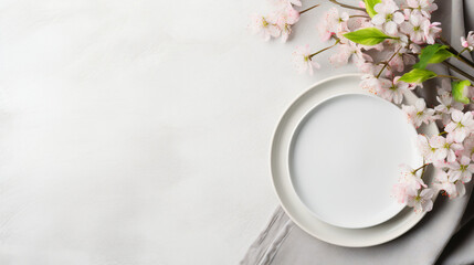 Obraz na płótnie Canvas Wedding table setting concept. Plates cutleries