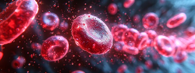 Blood Moon Rising: A Red Blood Cell in a Pink Blood Plasma Generative AI