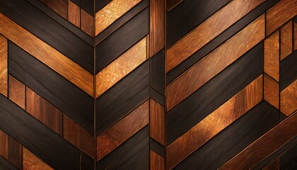 wall background.An abstract design featuring a luxurious dark copper background seamlessly transitioning into a sleek black wood floor, delivering a sense of refinement and modern elegance.