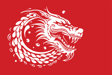 Chinese dragon symbol red background 