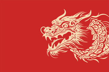 Chinese dragon symbol red background 