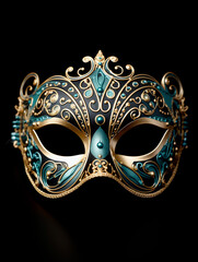 Mardi Gras mask isolated on black background, clipping path included