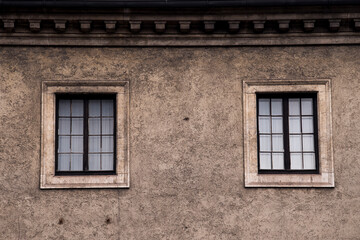 Munich, Germany - May 01, 2023: Antique window on famous Bavarian national museum in Munich.