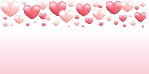 Pink hearts frame .Valentine and love concept background. Vector Illustration.