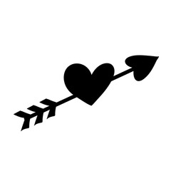 Heart pierced with arrow silhouette