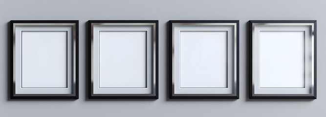Set of black frames on a gray background