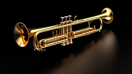 Obraz na płótnie Canvas Golden musical orchestral trumpet