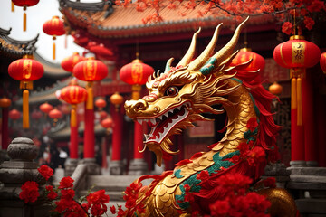 Obraz premium Chinese new year 2024 as the year of the dragon