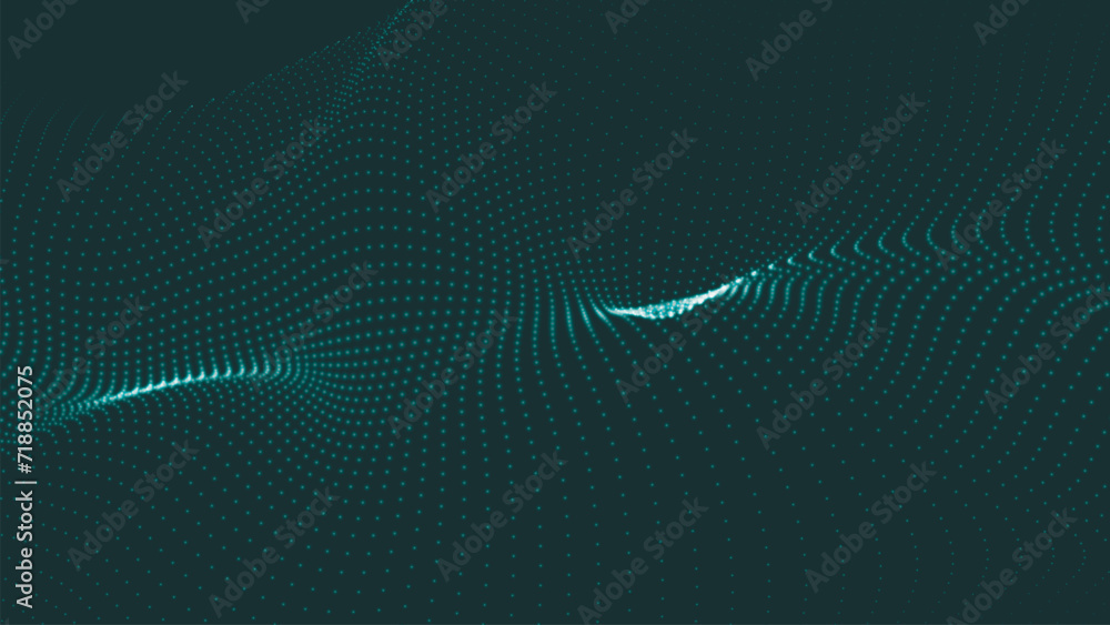 Poster abstract digital wave of particles. futuristic point wave. technology background vector. 3d renderin