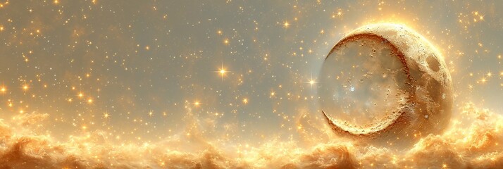 Golden Starbursts in a Cosmic Sky Generative AI
