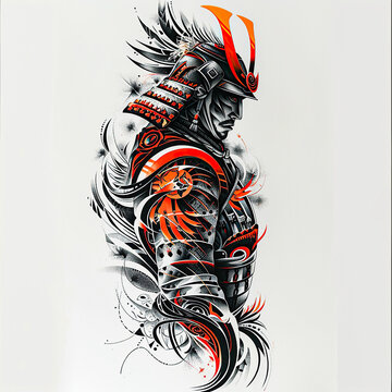 Warrior polynesian style design for tattoo or t-shirt print flat vector generative ai