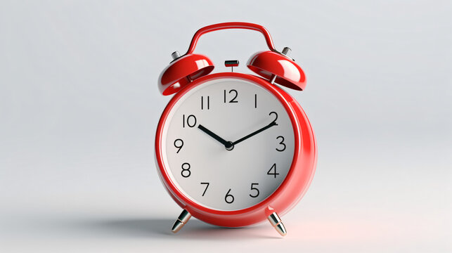3d render a white alarm clock on a white background