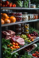 Full fridge of different healthy food