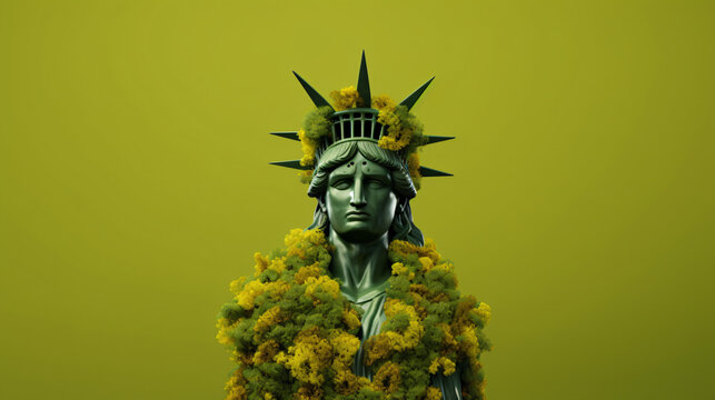 3d render american statue of liberty dressed in camo