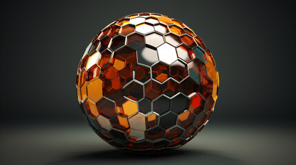 3d render an abstract sphere composed of hexagons