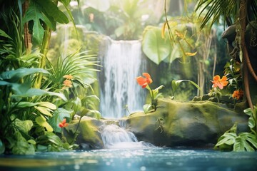 gentle cascade in a tropical jungle