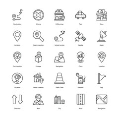 location icons set isolate white background vector stock illustration.