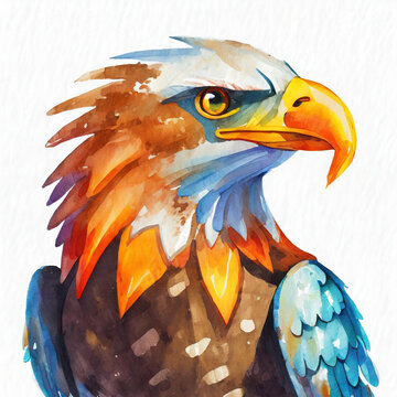 Watercolor eagle illustration on white background