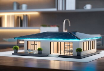 concept 3d render miniature model maquette of small skyscraper building on table in real estate agency. signing mortgage contract document demonstrating. futuristic business.