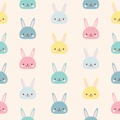 spring easter bunny rabbits eggs cute pastel color seamless pattern vector  for invitation greeting birthday party celebration wedding card poster banner textiles wallpaper paper wrap background