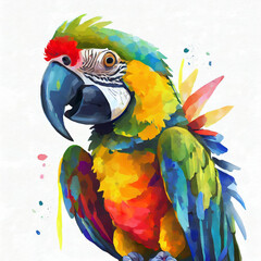 Obraz premium Watercolor parrot illustration on white background