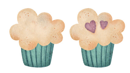 Holiday cake set. Sweet pastries, muffin, cupcake