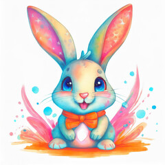 Fototapeta premium Watercolor hare illustration on white background