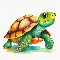 Watercolor turtle illustration on white background