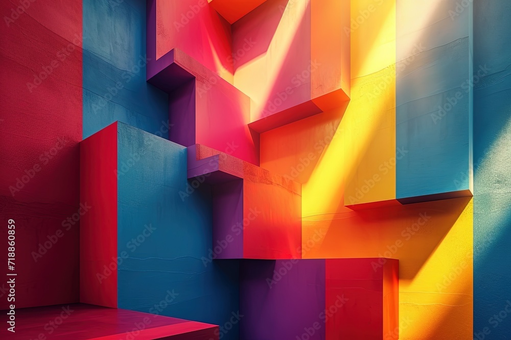 Poster abstract geometric background using irregular shapes and a vibrant color palette, ai generated