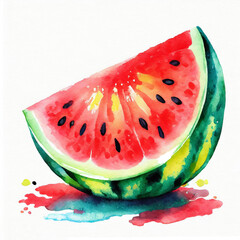 Watercolor watermelon illustration on white background