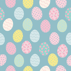 spring easter eggs cute pastel color seamless pattern vector illustration for invitation greeting birthday party celebration wedding card poster banner textiles wallpaper paper wrap background