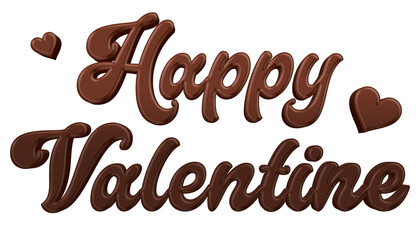 Happy valentine chocolate candy greeting word isolated on transparent background. This is a part of a set includes font or letters, numbers, punctuation marks, symbols, shapes and frames