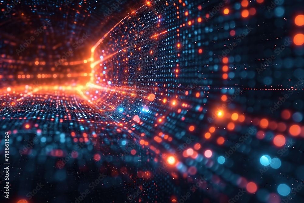 Aufkleber abstract technology particles mesh background: a futuristic and dynamic design concept, ai generated