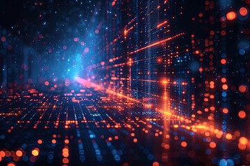 Obraz premium Abstract technology particles mesh background: a futuristic and dynamic design concept, AI Generated