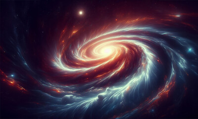 Une galaxie spatiale en spirale, sur un fond spatial tres sombre, avec quelques &eacute;toile, pour faciliter l'ajout de texte, dans un style dynamique d&eacute;taill&eacute;