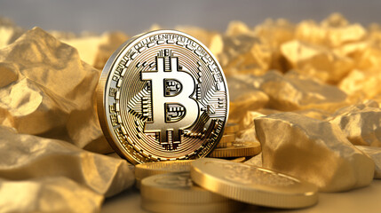 3d render bitcoin currency mining gold coin