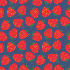 Seamless strawberry pattern, Cute summer background, Healthy natural berry print, Summer fruit wallpaper., Tasty strawberry,  Colorful food  backdrop, Perfect for fabric, packaging, stationary