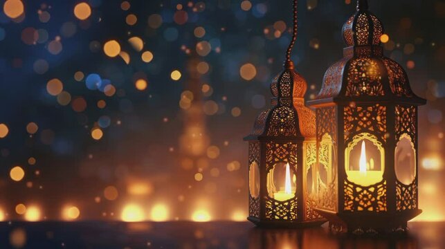 Share the joy of Muslim holidays with Eid Mubarak cards designed for the celebration of Eid-Ul-Adha. seamless looping time-lapse virtual 4k video animation background.