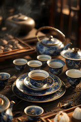 Fototapeta na wymiar An ornate Chinese tea ceremony