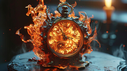 An image of a burning alarm clock. Black Friday and the idea of a time limit or expiration. A large sale with steep discounts.